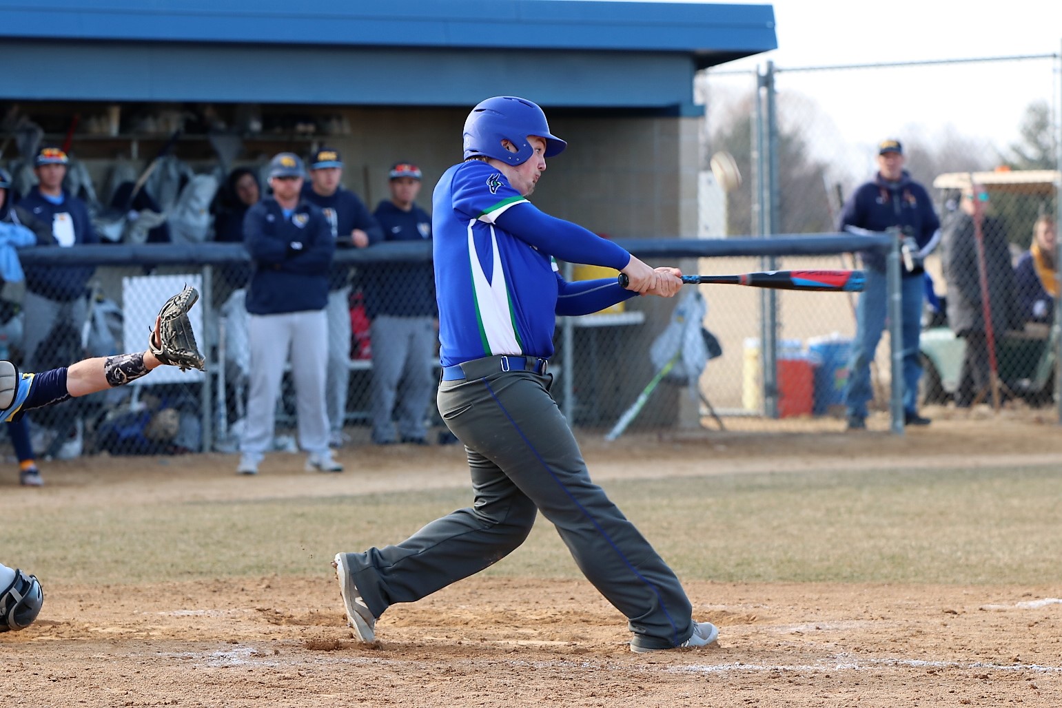 Kyler Moir completing his swing after a hit